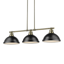 Golden 3602-3LP AB-BLK - Yep by Golden Lighting Duncan 3-light Island Light in Aged Brass and Matte Black shade